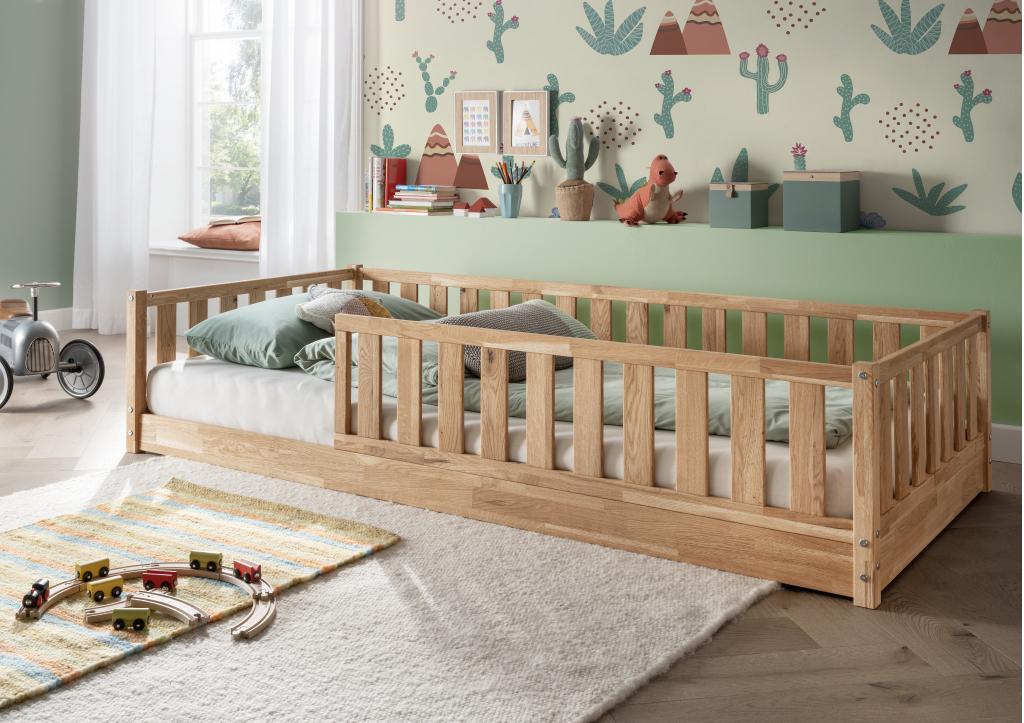 Fenna vloerbed - 90x200 - Massief eiken, Kinderen en Baby's, Kinderkamer | Bedden, Niet ingevuld, Niet ingevuld, Niet ingevuld