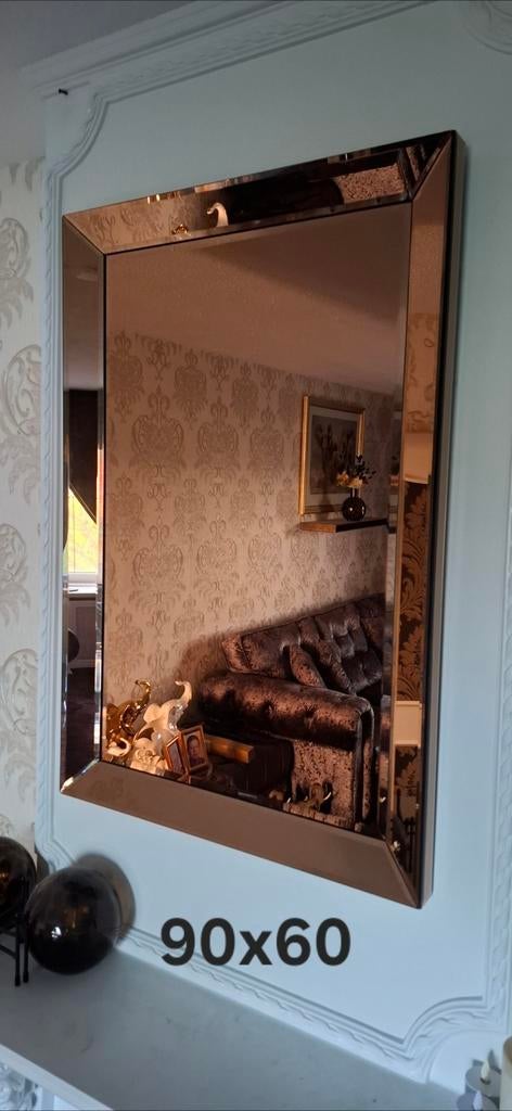 Bronzen spiegel, Huis en Inrichting, Woonaccessoires | Spiegels, Ophalen, Zo goed als nieuw, 75 tot 100 cm, Minder dan 100 cm