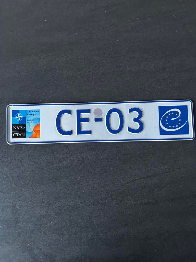 Kentekenplaat Europese Commissie NAVO-top Den Haag, Ophalen of Verzenden, Nieuw