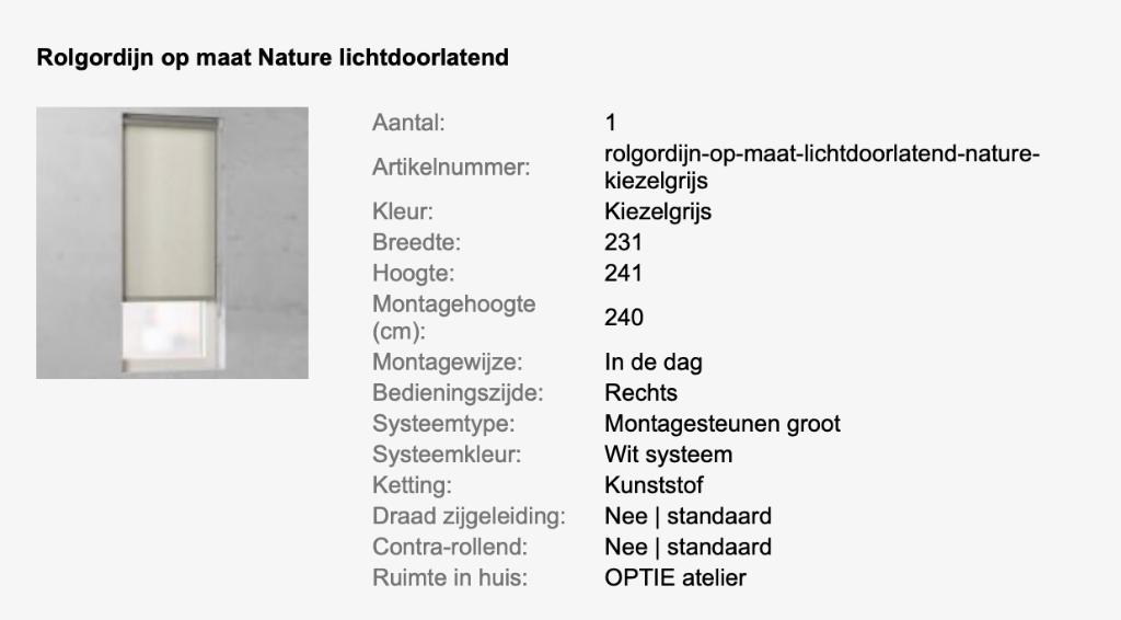 Rolgordijnen, 200 cm of meer, Lichtdoorlatend, kiezelgrijs, Nieuw, Ophalen of Verzenden