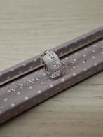 Trollbeads Witte Glasbedel met Diamant-look Details, Gebruikt, Glas of Kristal, Ophalen of Verzenden, Trollbeads