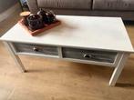 Witte salon tafel met twee lades, Gebruikt, 100 tot 150 cm, Vierkant, Minder dan 50 cm
