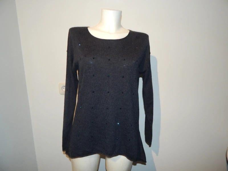 Marccain heerlijk zachte trui met steentjes bezet chique M, Kleding | Dames, Maat 38/40 (M), Verzenden, Zo goed als nieuw, Grijs