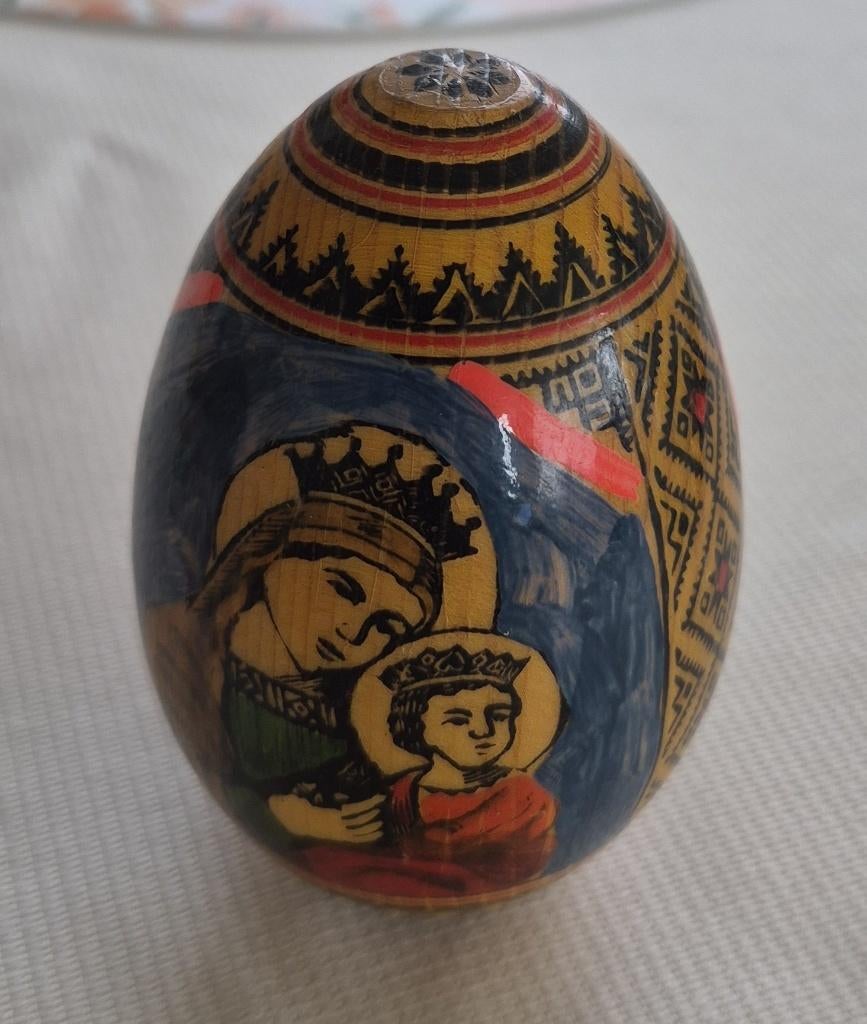 Mooi religieus houten ei, Ophalen of Verzenden