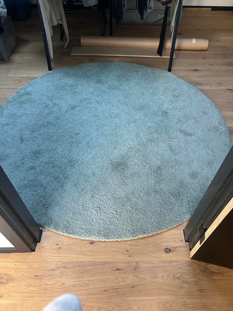 IKEA Vloerkleed Rond Mintgroen 195cm Doorsnee, Ophalen, Gebruikt, 150 tot 200 cm, Rond