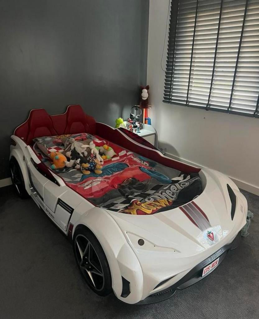 Autobed met geluid&verlichting inclusief matras&nachtkastje, 85 tot 100 cm, Ophalen of Verzenden, Zo goed als nieuw, Matras