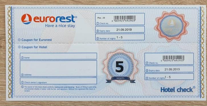 Hotelbon, Tickets en Kaartjes, Hotelbonnen, Twee personen, 1 overnachting