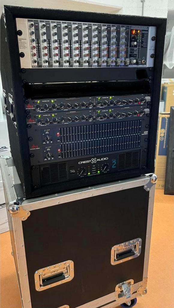 19” gestoffeerd audiorack met flightcase, Ophalen, Zo goed als nieuw, Audio