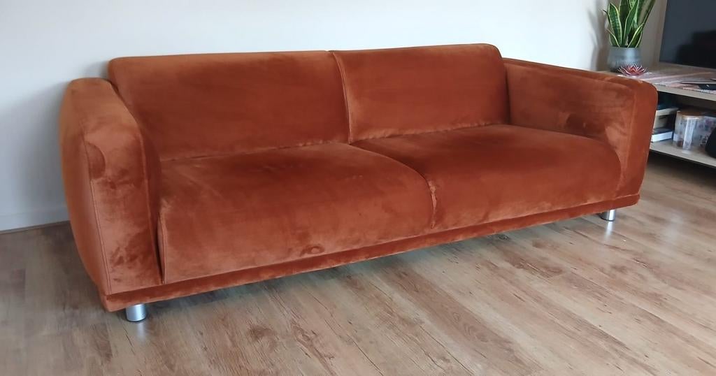 2,5 zits Bank terra kleur - Als nieuw, Huis en Inrichting, Banken | Bankstellen, Ophalen, Zo goed als nieuw, Rechte bank, Stof