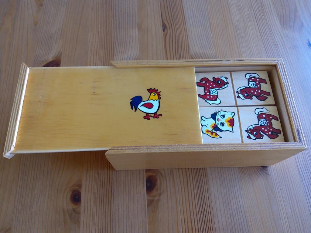 Dominospel, hout, handgemaakt., Ophalen, Zo goed als nieuw