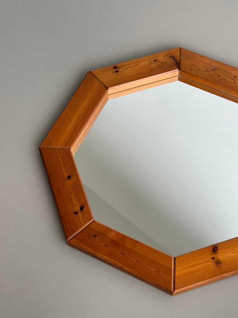 Vintage Deense spiegel eikenhout 80’s Scandinavisch retro, Gebruikt, Ophalen of Verzenden, 75 tot 100 cm, Minder dan 100 cm