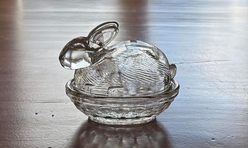 Glazen dekselpotje konijn, Ophalen of Verzenden, Zo goed als nieuw