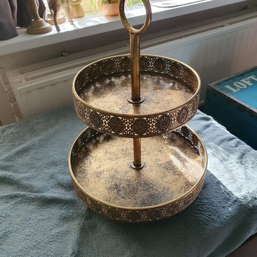 Mooie grote gouden etagere, Huis en Inrichting, Woonaccessoires | Etagères, Ophalen of Verzenden, Gebruikt