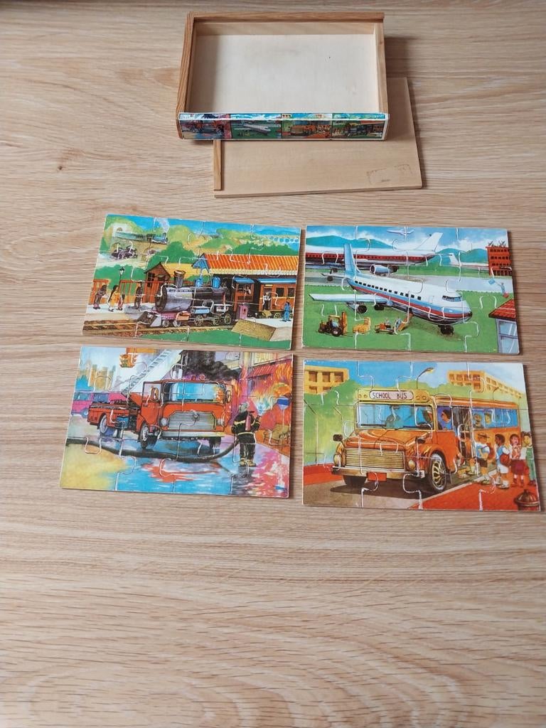 Houten puzzel 12 stukjes in kistje, 2 tot 4 jaar, Gebruikt, 10 tot 50 stukjes, Ophalen of Verzenden