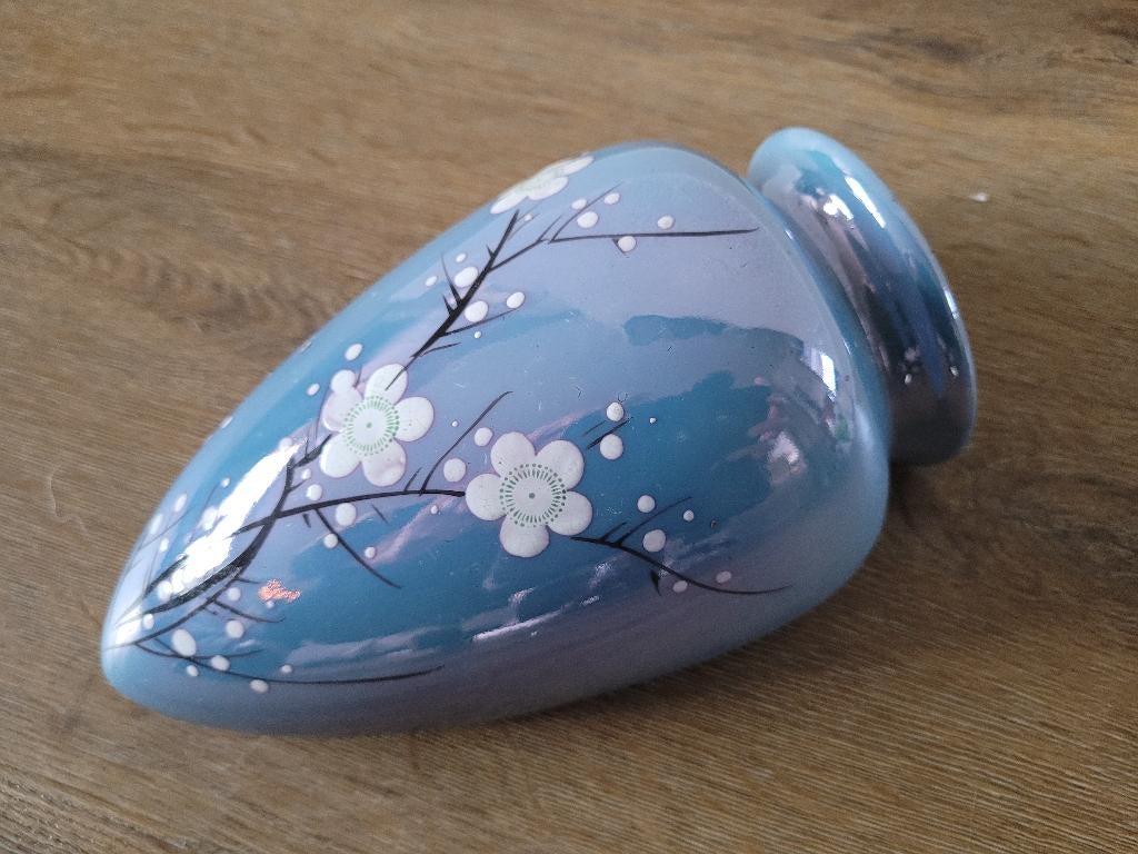 Japanse wand jardiniére blauw porselein met witte bloemen, Ophalen of Verzenden