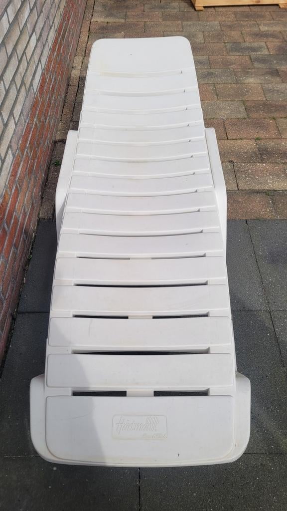 Hartmann ligbed wit, Tuin en Terras, Ligbedden, Ophalen, Gebruikt, Kunststof, Verstelbaar
