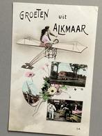 Ansichtkaart met vliegtuig ca. 1911 (Alkmaar), Verzamelen, Ophalen of Verzenden, Voor 1920, Gelopen, Noord-Holland