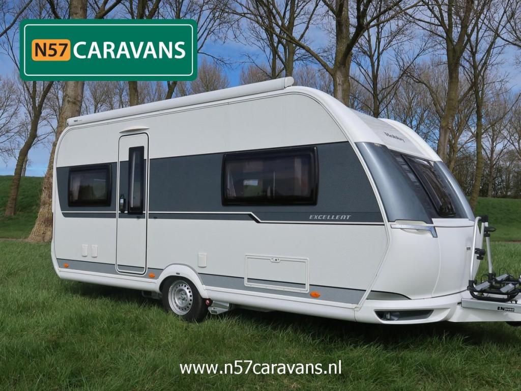 NIEUWSTAAT: Hobby Excellent 495 UFE / Thule cassetteluifel, Caravans en Kamperen, Caravans, Rondzit, Hobby, Schokbreker, Bedrijf