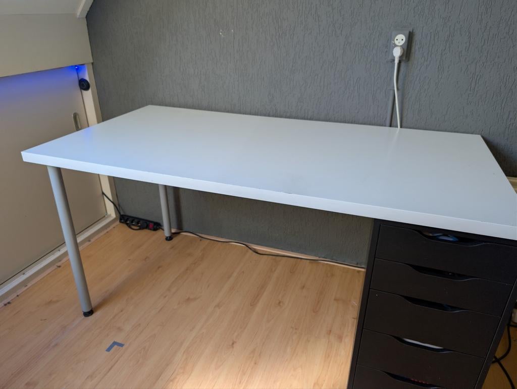 IKEA Bureaublad met twee poten (exclusief kastje!), Demontabel, Gebruikt, 150 cm, IKEA