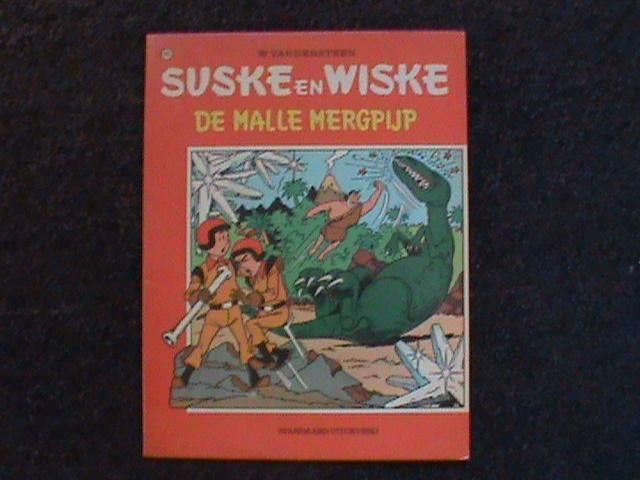Suske en Wiske De malle mergpijp 1e druk met sticker 1973, Eén stripboek, Ophalen of Verzenden, Zo goed als nieuw