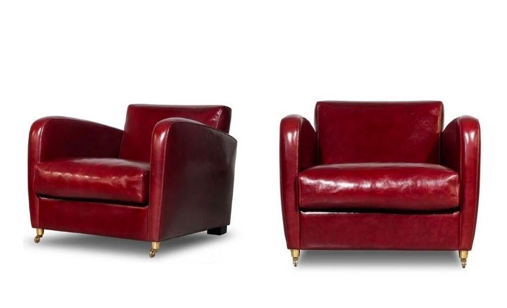 2 Baxter fauteuils rood leer, Ophalen of Verzenden