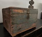 Oud patina houten kistje sober sleets oosters India, Ophalen of Verzenden