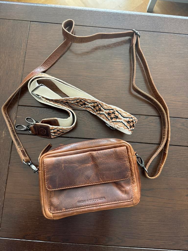 Leren schoudertasje Next Navajo van Hide & Stitches, Ophalen of Verzenden, Gebruikt, Bruin, Schoudertasje