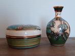 2 handbeschilderde keramiek stukken – Alvin F. Irving, Ophalen of Verzenden