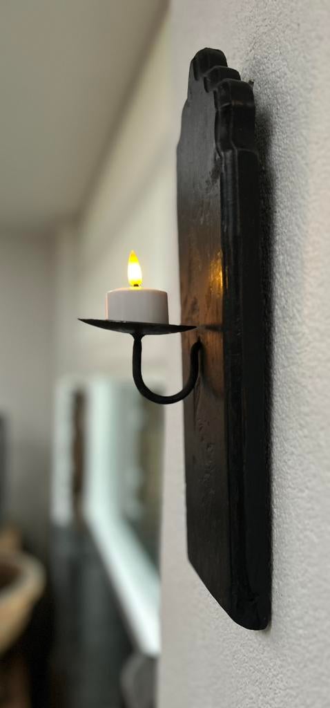 Wandkandelaar blaker kandelaar India oosters zwart, Antiek en Kunst, Curiosa en Brocante, Ophalen of Verzenden