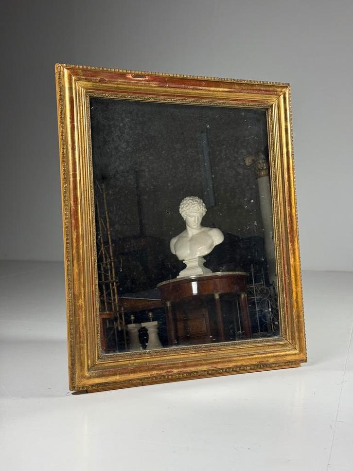 Franse Spiegel 19e eeuw, Antiek en Kunst, Antiek | Spiegels, Minder dan 50 cm, Rechthoekig, Ophalen of Verzenden