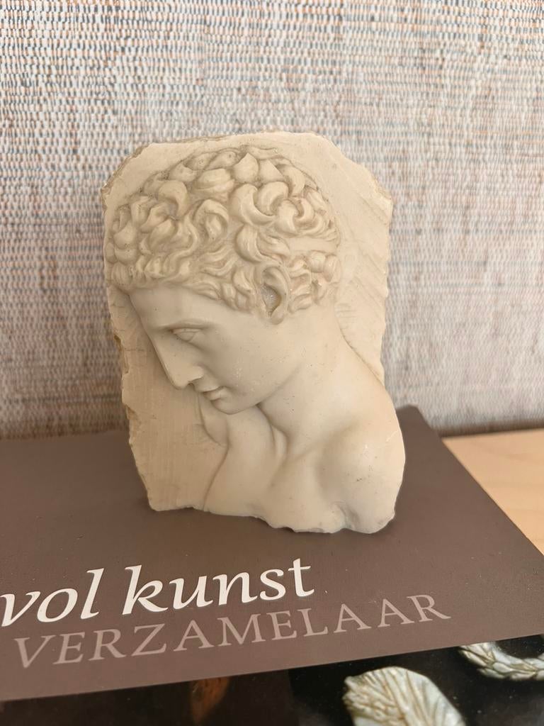 Grieks stenen beeldje david apollo, Minder dan 20 cm, Ophalen of Verzenden, Man, Buste