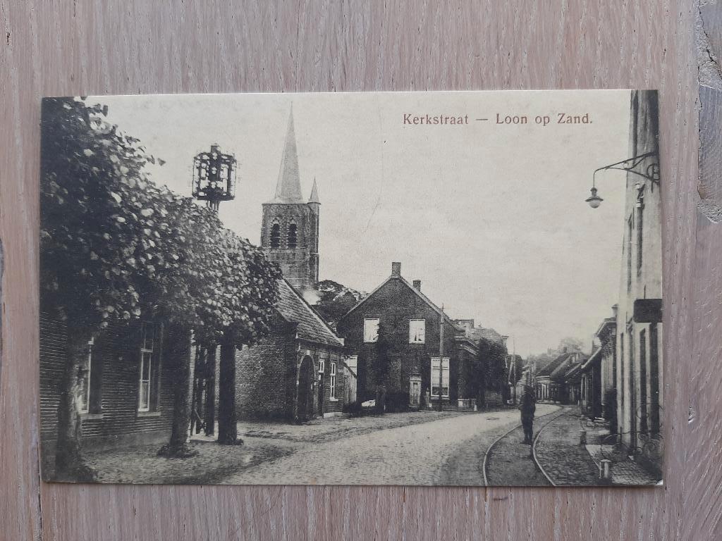 mooie oude kaart Loon op Zand, Kerkstraat tramspoor, 1919?, Verzamelen, Ansichtkaarten | Nederland, Ophalen of Verzenden, Voor 1920