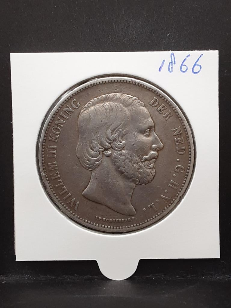 Rijksdaalder 1866 koning Willem III, Postzegels en Munten, Munten | Nederland, Koning Willem III, Zilver, Ophalen of Verzenden