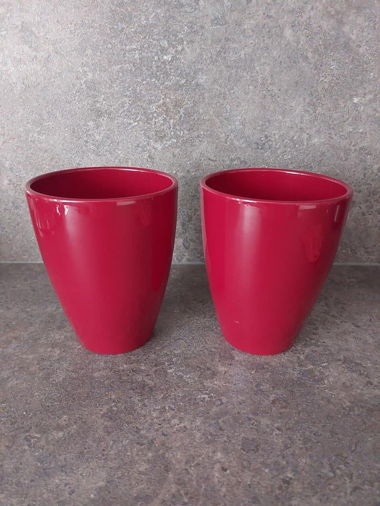 2 mooie rode plantenpotten voor orchideeën, Rond, Binnen, Ophalen of Verzenden, Zo goed als nieuw