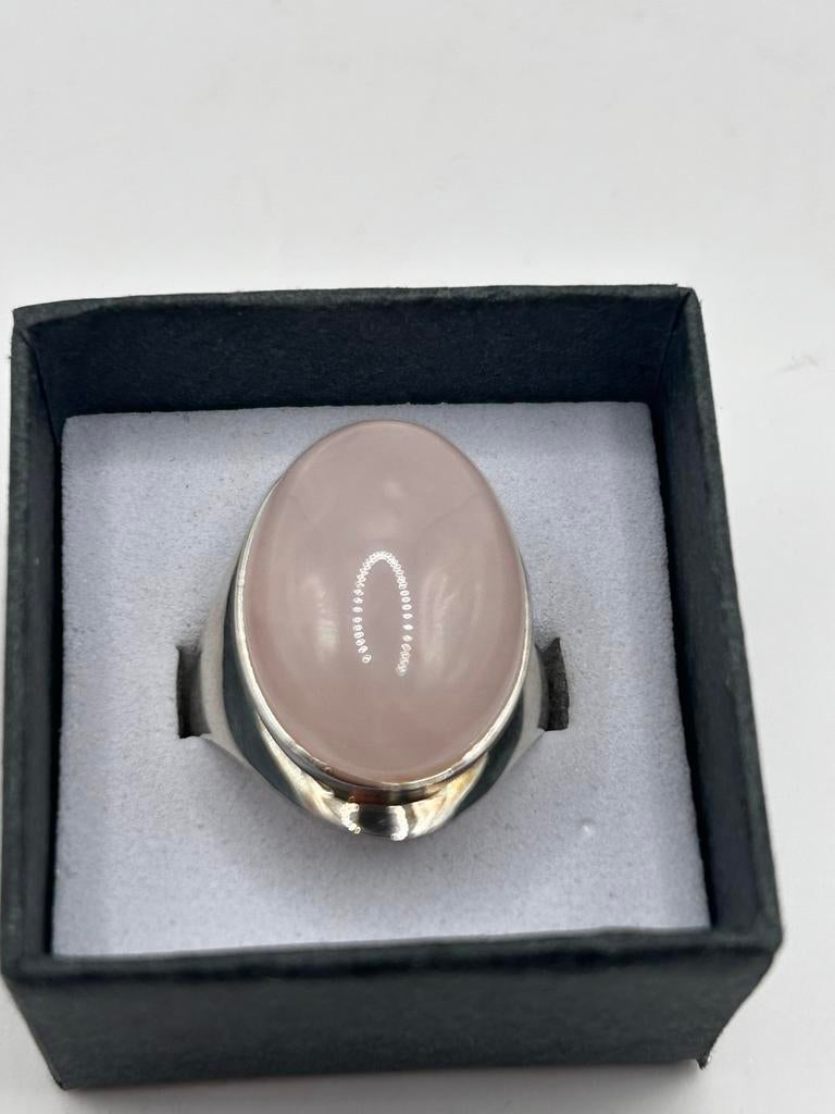 Rozenkwarts ring maat 20/21, Overige materialen, 20 of groter, Ophalen of Verzenden, Zo goed als nieuw