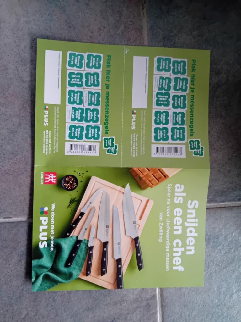 2 volle spaarkaart plus messen set zwilling, Ophalen of Verzenden, Winkel, Super of Benzinepomp, Volle spaarkaart