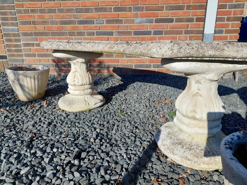Betonnen tuinbankje met ronde voeten, Tuin en Terras, Tuinbanken, Ophalen, Gebruikt