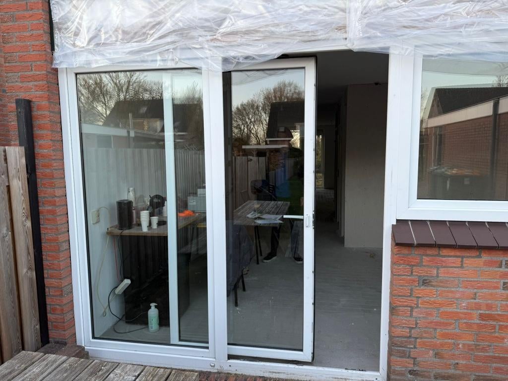 Kunststof schuifpui 230 x 220 cm, Ophalen, Kunststof, Gebruikt, 150 tot 225 cm