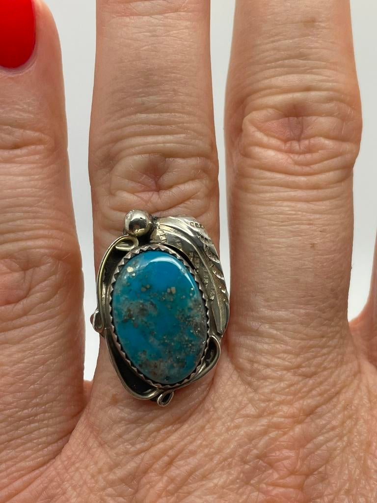 D684 Prachtige zilveren Navajo ring gesigneerd maat 18, 18 tot 19, Ophalen of Verzenden, X, Dame of Heer