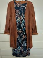 Cadadia jurk maat 40 blauw bloemen dessin mag als set + jas, Maat 38/40 (M), Blauw, Ophalen of Verzenden, Knielengte