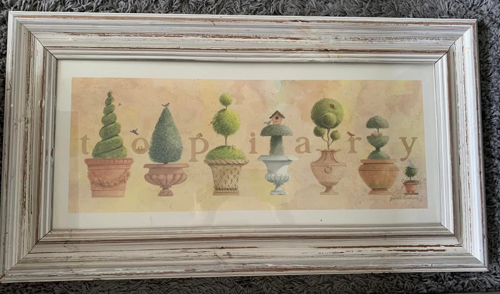 Topiary Print met lijst, Huis en Inrichting, Woonaccessoires | Schilderijen, Tekeningen en Foto's, Ophalen of Verzenden, Zo goed als nieuw