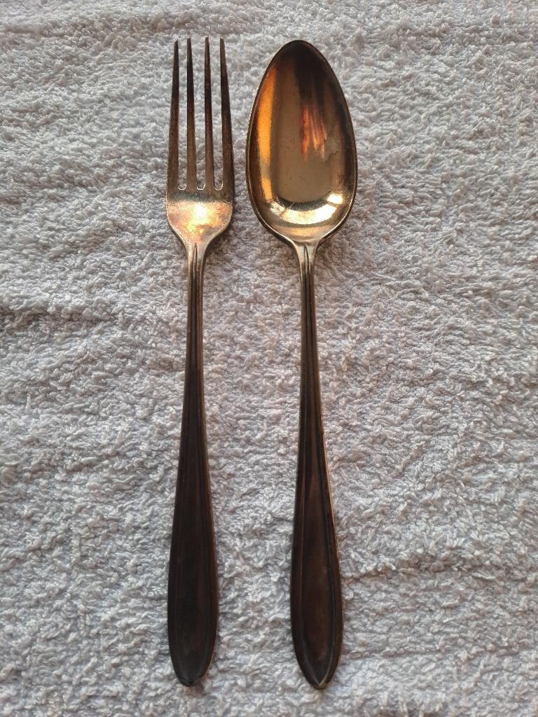 vintage verzilverd Keltum kinderbestek lepel en vork, Antiek en Kunst, Antiek | Bestek, Ophalen of Verzenden
