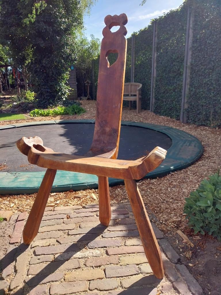 Antieke Spaanse driepoot, geboortestoel, baarstoel, Antiek en Kunst, Ophalen