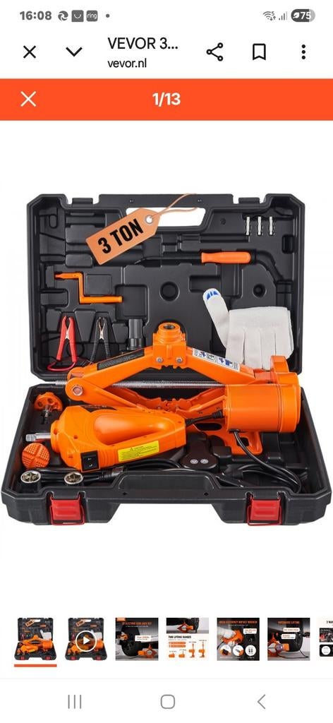 Nieuwe VEVOR 3-ton elektrische krikset met accessoires, Ophalen of Verzenden, Nieuw, Elektrisch, Schaarkrik