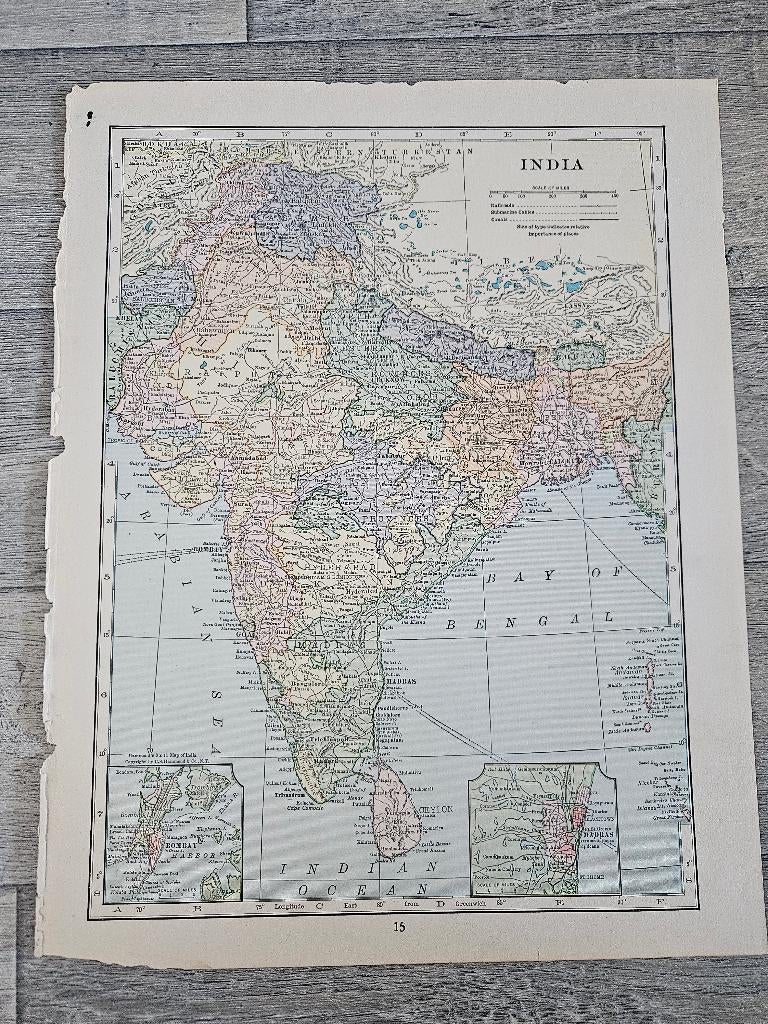 Oude landkaart - India en Noord-Afrika, Boeken, Atlassen en Landkaarten, Gelezen, Overige gebieden, Verzenden, Landkaart