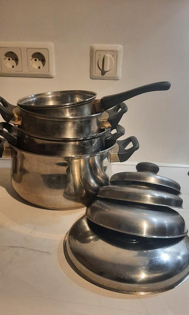 4 delige pannenset rvs ⁹, Huis en Inrichting, Keuken | Potten en Pannen, Ophalen, Rvs, Pannenset