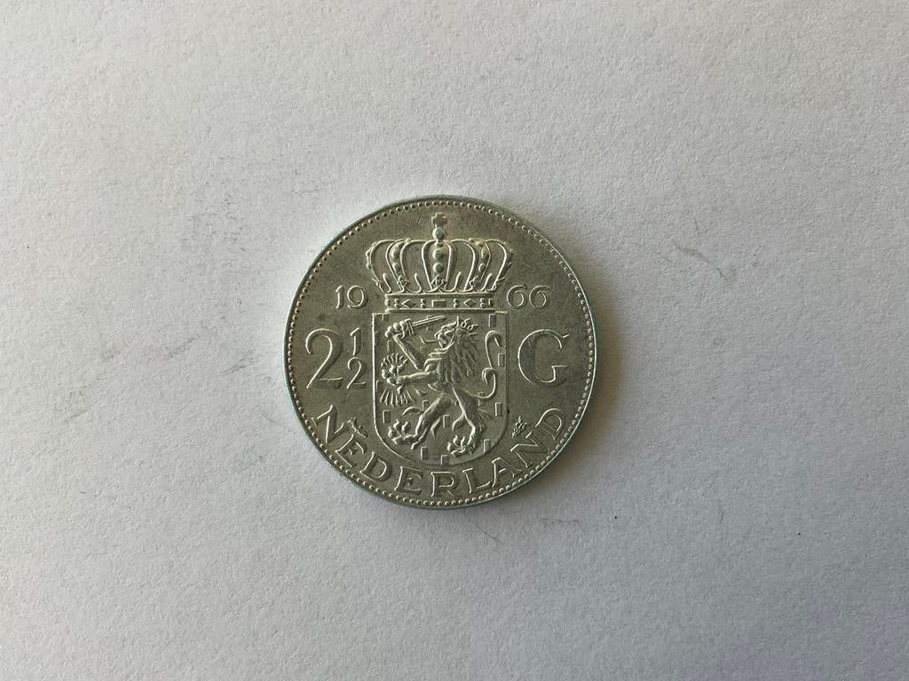 ZILVEREN 2 1/2 GULDEN - RIJKSDAALDER - JULIANA 1966, Koningin Juliana, Zilver, Ophalen of Verzenden, Losse munt