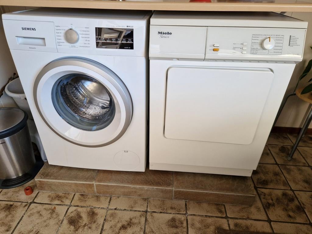 Siemens Wasmachine en Miele Droger - Setprijs, Witgoed en Apparatuur, Wasmachines, 6 tot 8 kg, Ophalen, 1200 tot 1600 toeren, 85 tot 90 cm