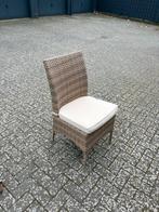 Twee rotan tuinstoelen met kussens, Huis en Inrichting, Stoelen, Ophalen, Gebruikt, Twee, Bruin