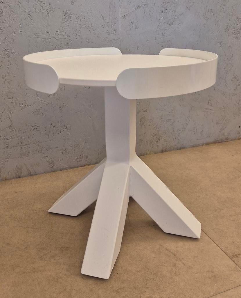 Gispen Dukdalf ronde design bijzettafel wit, Ophalen, Minder dan 45 cm, Minder dan 55 cm, Metaal of Aluminium